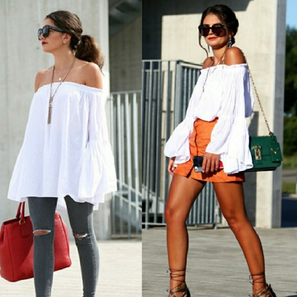 **LAST ONE!!** White Off the Shoulder Top - Picture 4 of 6
